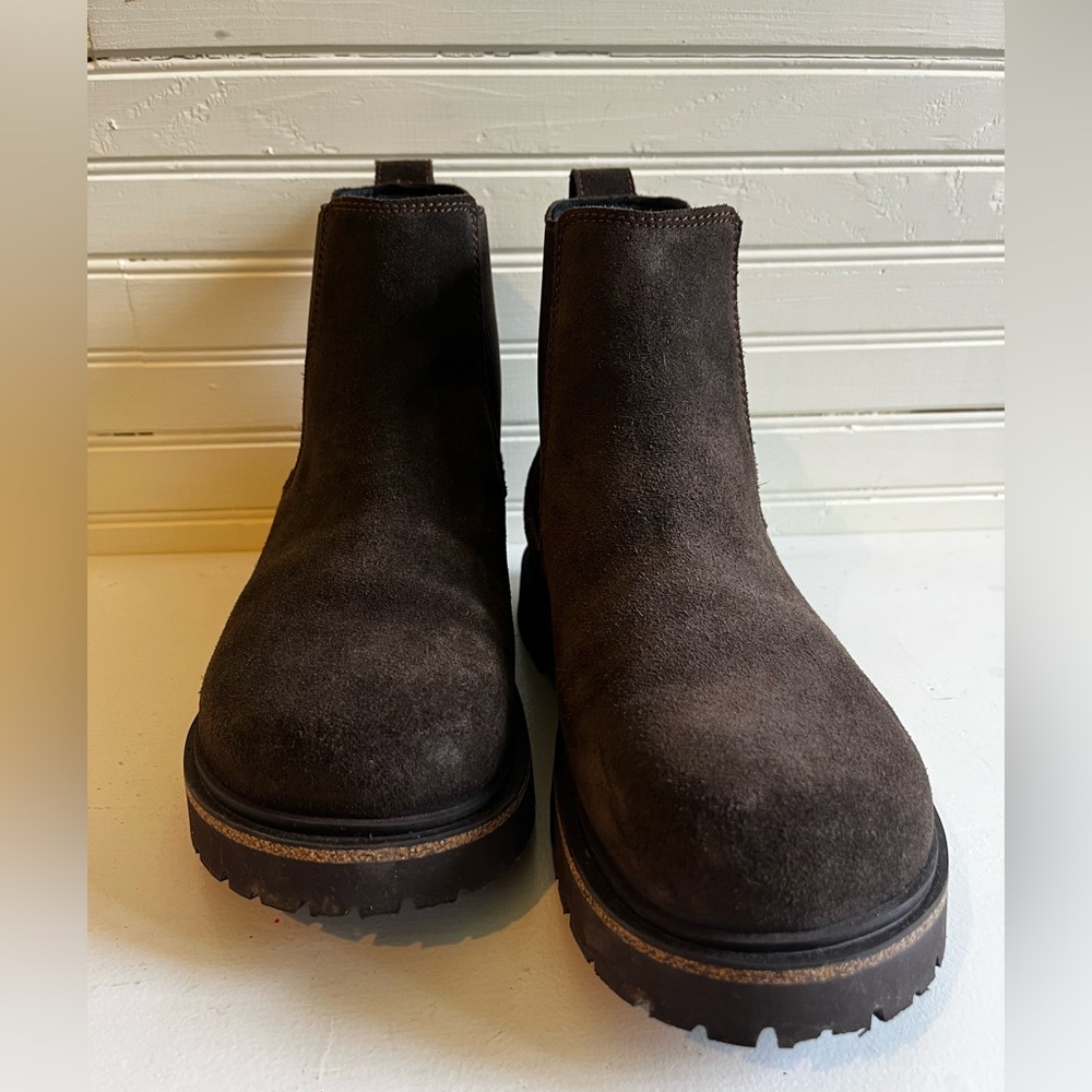 Women’s Birkenstock Highwood Slip On Suede Chelsea Boots Dark Brown Mocha - Picture 4 of 12